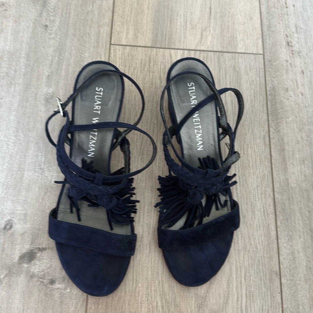 Stuart Weitzman Navy Suede Sandals